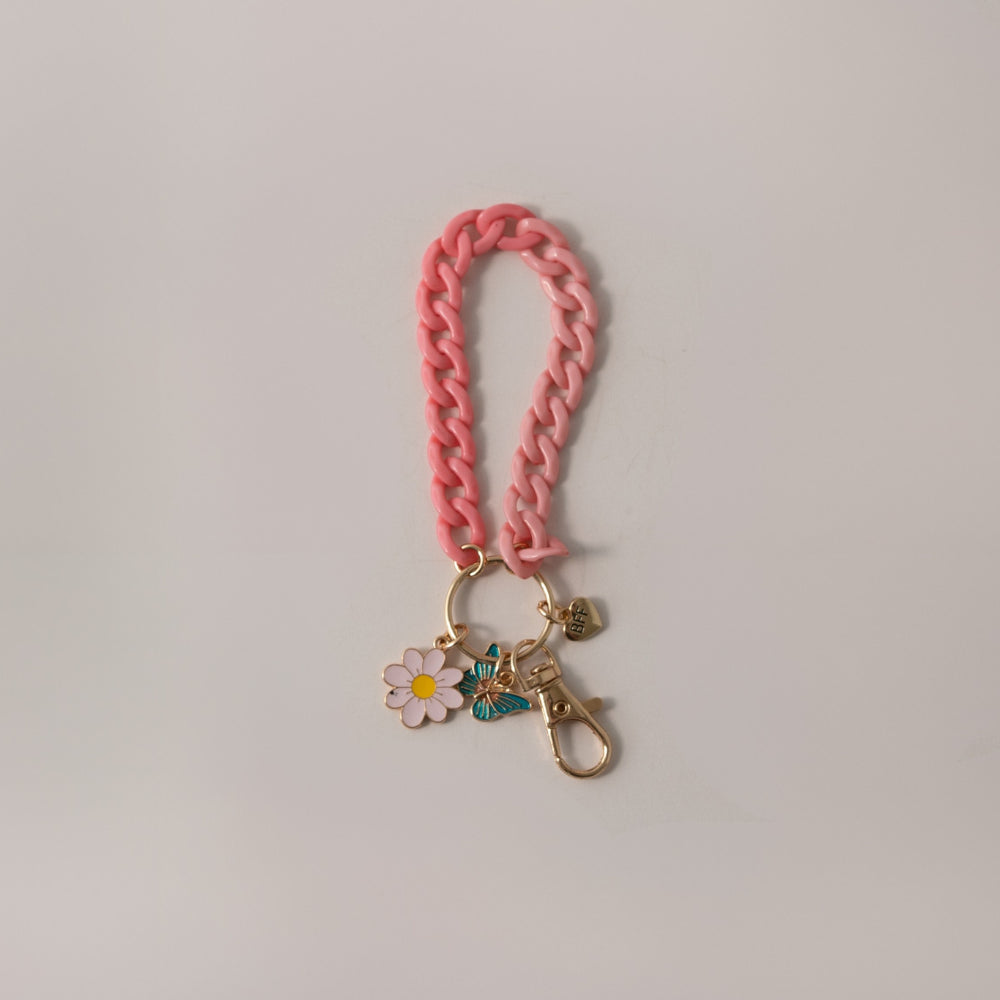 Keychain Flower with Chain - PINK